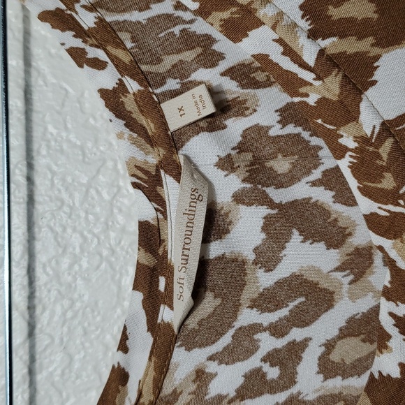 Soft Surroundings White Mocha Leopard Kara Maxi Midi Dress Size 1X 18W 20W - Picture 5 of 7